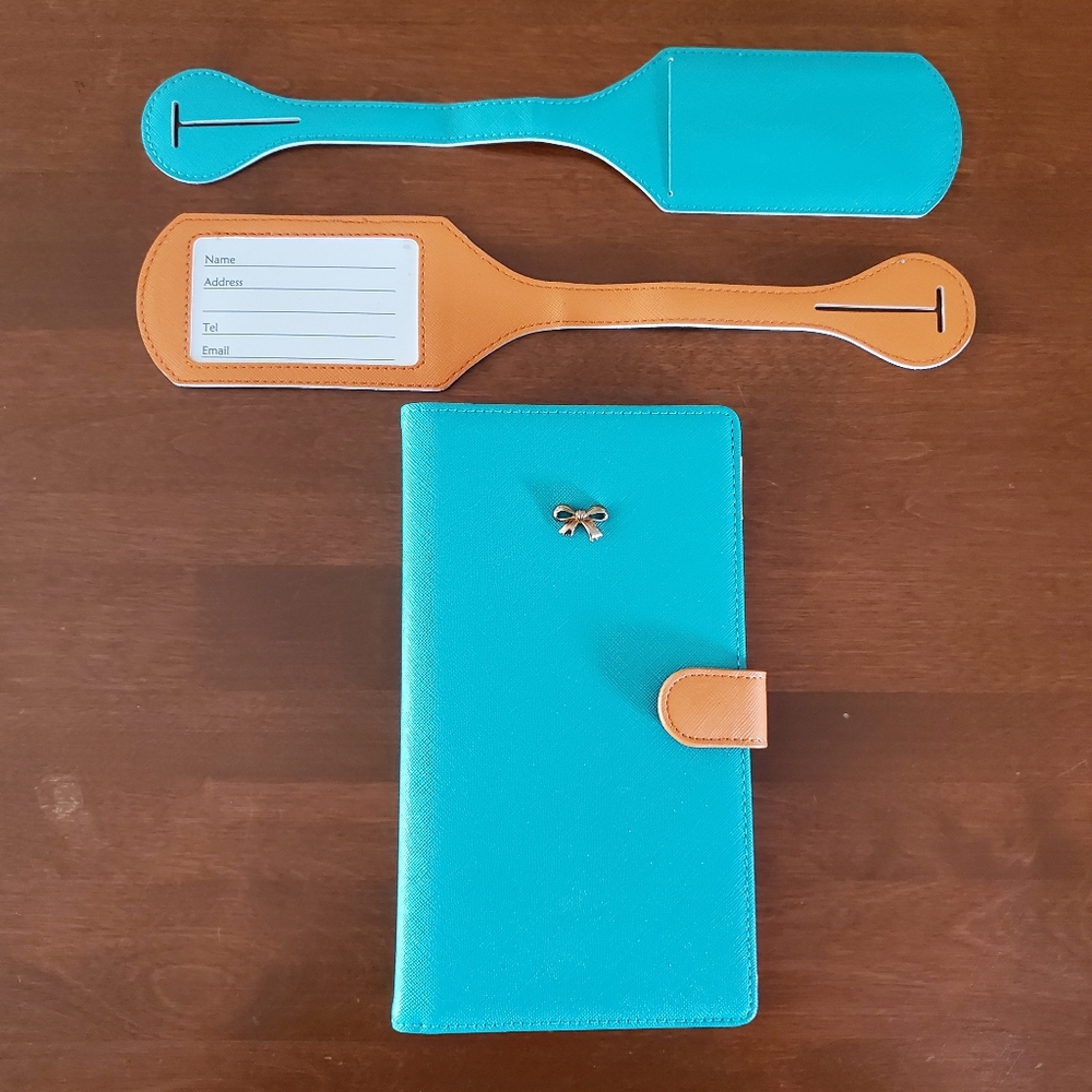 JAVOedge Wallet & Luggage Tags Cyan Aqua Teal Turquoise Orange Bow Javo edge NEW